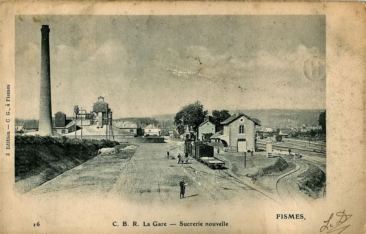 Fismes, la gare du CBR et la sucrerie