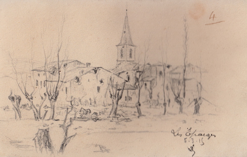 Les Eparges le 5 mars 1915. Dessin Louis Delozanne