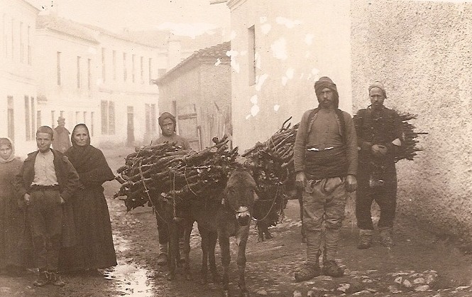 Carte photo militaire 1914 1918 - Orient - Serbie - Guevgeli 1915 - porteur bois et âne